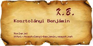 Kosztolányi Benjámin névjegykártya
